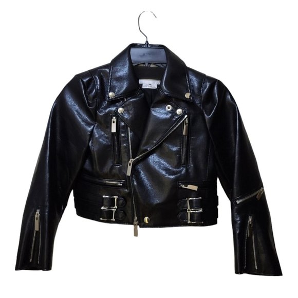 Noir Kei Ninomiya Comme Des Garcons Cropped Biker Jacket Faux Leather Black XS